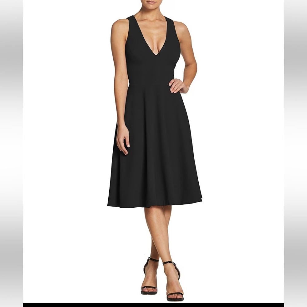 Dress the Population Catalina Crepe V-Neck Sleeveless A-Line Dress